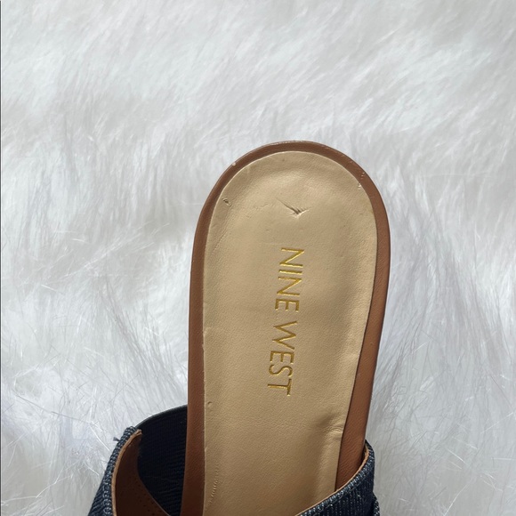 Nine West Blue Frayed Denim Mules 8 - Picture 8 of 8